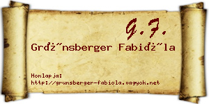 Grünsberger Fabióla névjegykártya